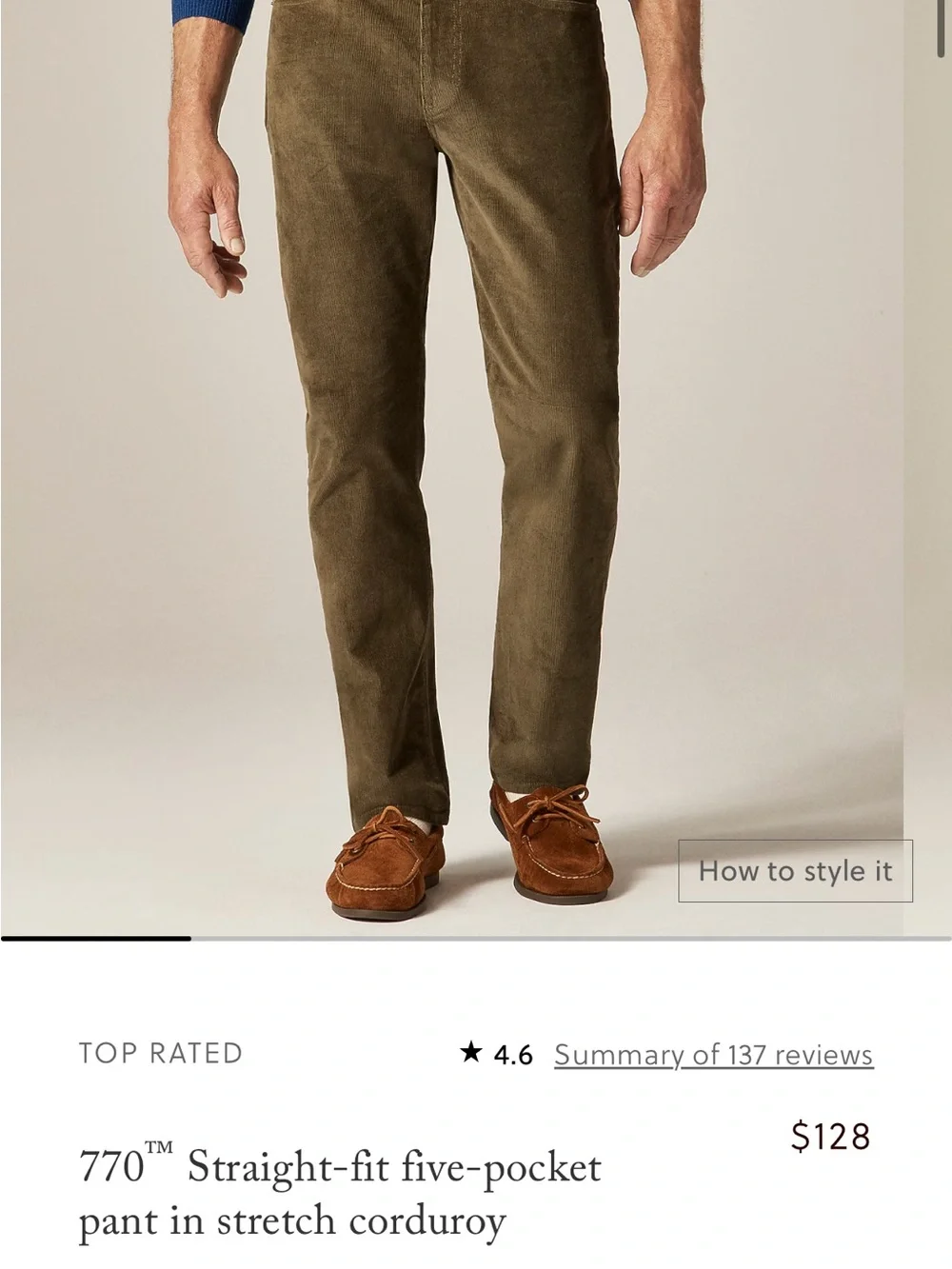 J. Crew Men's Corduroy Pants in khaki